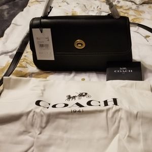 Coach black turnkey clutch